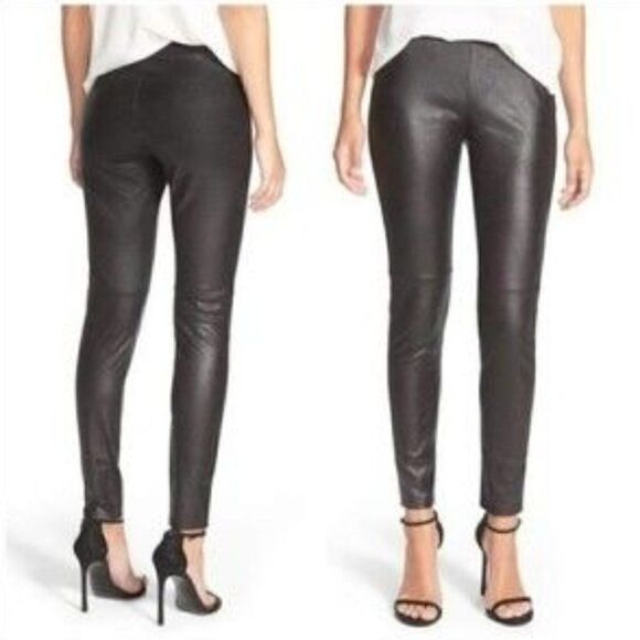Trouve Faux Vegan Pebbled Leather Black Leggings XS - Picture 6 of 6